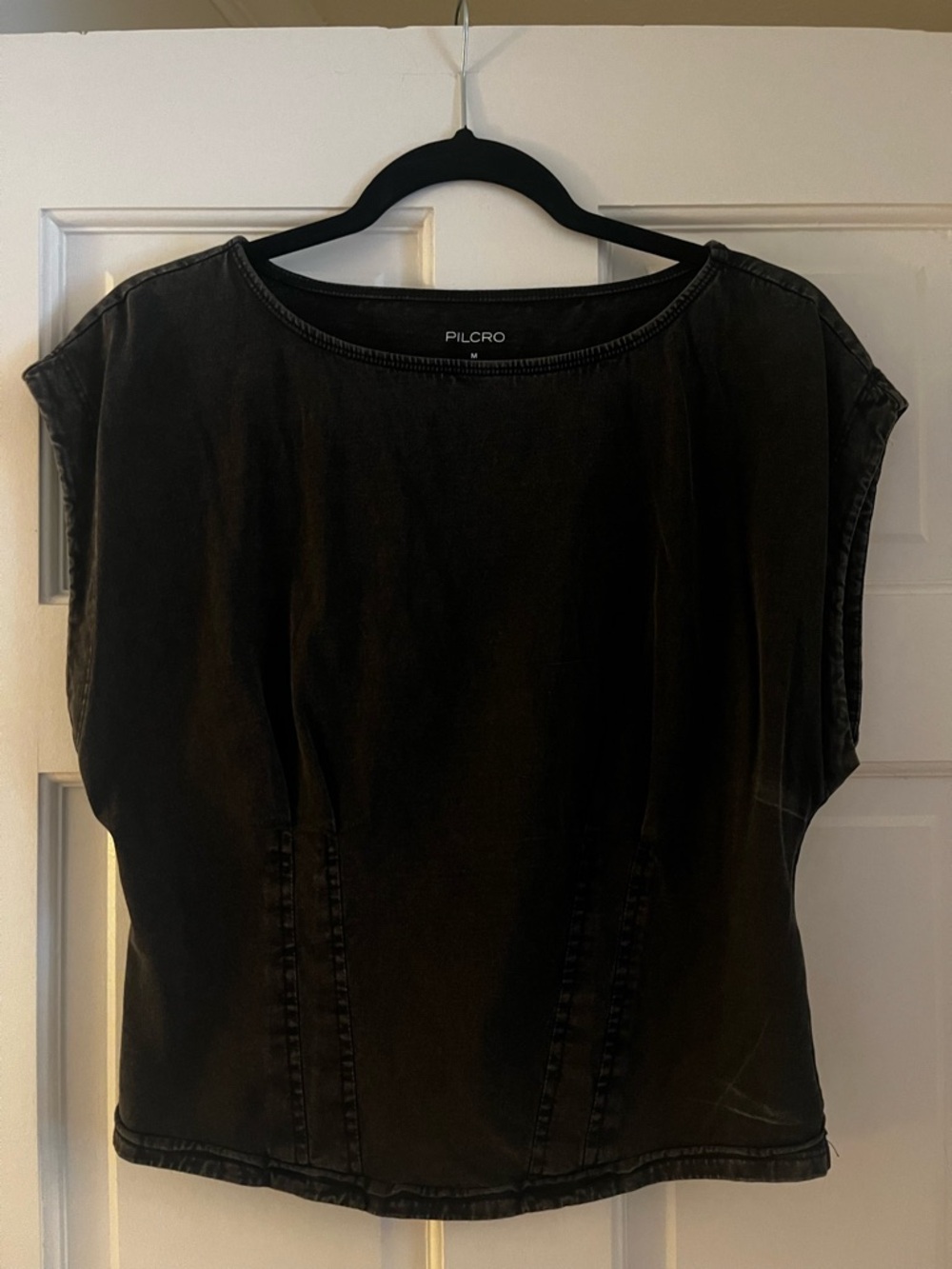 Anthropologie Corset Tee - Pilcro Washed Black